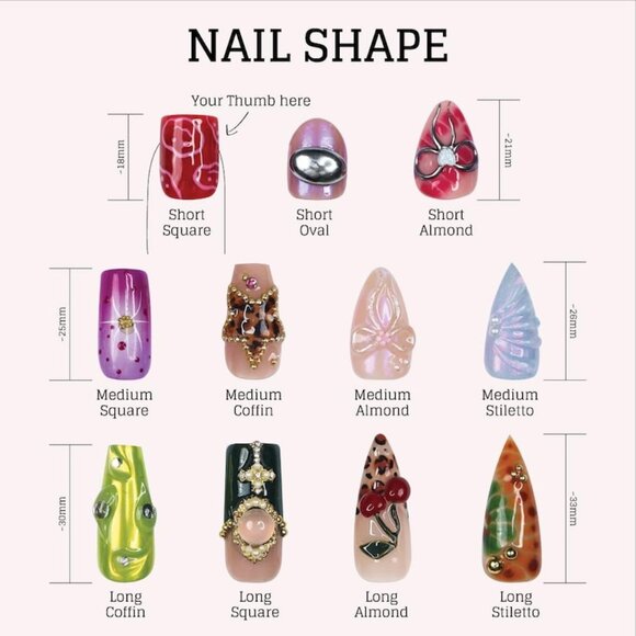 Cat eye Pink Floral Press-On Nails - 3D Flower | Almond | Elegant Set B1 - Picture 3 of 3